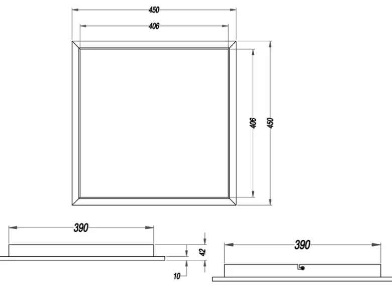 LED Deckenleuchte PHOENIX extrem flach dimmbar, Quadrat 45cm