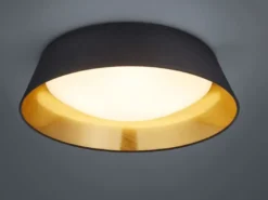 LED Deckenleuchte PONTS mit Stofflampenschirm Schwarz Gold Ø 45cm