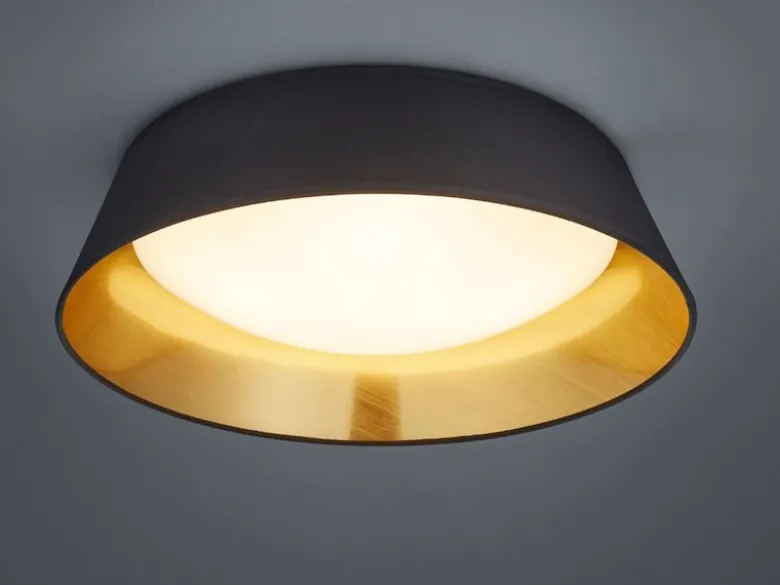 LED Deckenleuchte PONTS mit Stofflampenschirm Schwarz Gold Ø 45cm