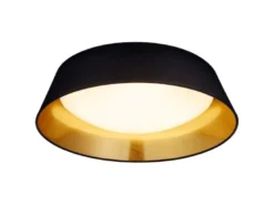 LED Deckenleuchte PONTS mit Stofflampenschirm Schwarz Gold Ø 45cm