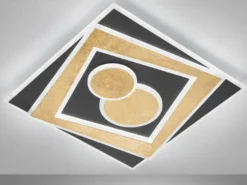 LED Deckenleuchte RATIO Schwarz Gold mit Fernbedienung, 50x50cm