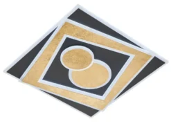 LED Deckenleuchte RATIO Schwarz Gold mit Fernbedienung, 50x50cm