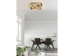 LED Deckenleuchte RATIO Schwarz Gold mit Fernbedienung, 50x50cm