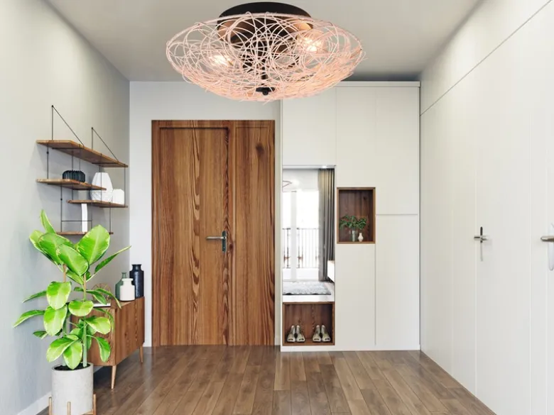 LED Deckenleuchte Rattan Geflecht Natur im Boho Stil, Ø 40cm