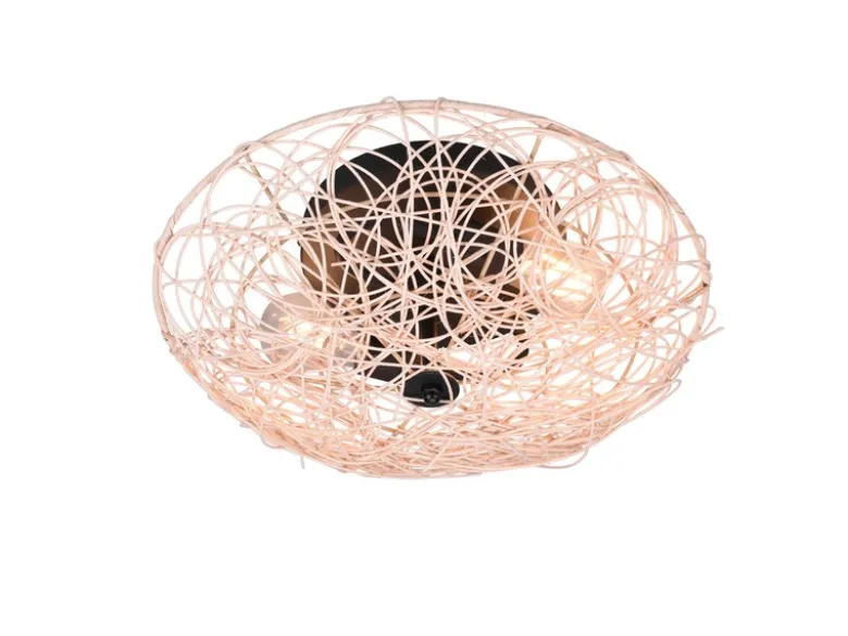 LED Deckenleuchte Rattan Geflecht Natur im Boho Stil, Ø 40cm