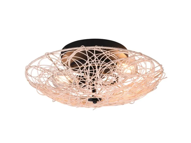 LED Deckenleuchte Rattan Geflecht Natur im Boho Stil, Ø 40cm