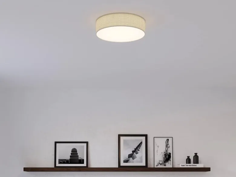 LED Deckenleuchte Rattan Lampenschirm / Abdeckung satiniert, Ø 50cm