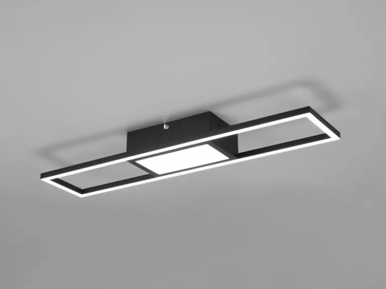 LED Deckenleuchte RIGIDO Schwarz dimmbar & Lichtfarbe einstellbar, B: 60cm