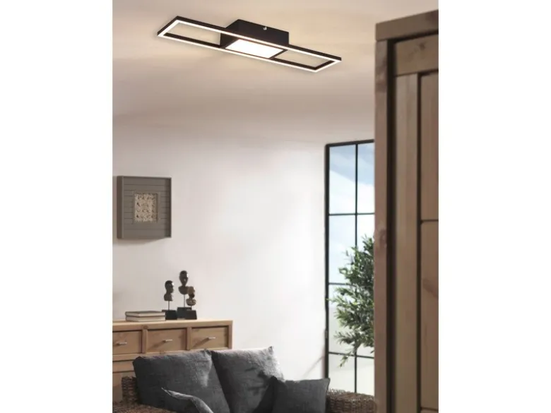 LED Deckenleuchte RIGIDO Schwarz dimmbar & Lichtfarbe einstellbar, B: 60cm