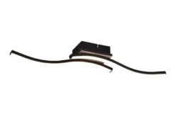 LED Deckenleuchte ROUTE flach Schwarz 2 flammig Warmweiß, Breite 56cm