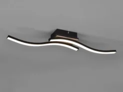 LED Deckenleuchte ROUTE flach Schwarz 2 flammig Warmweiß, Breite 56cm