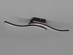 LED Deckenleuchte ROUTE flach Schwarz 2 flammig Warmweiß, Breite 56cm