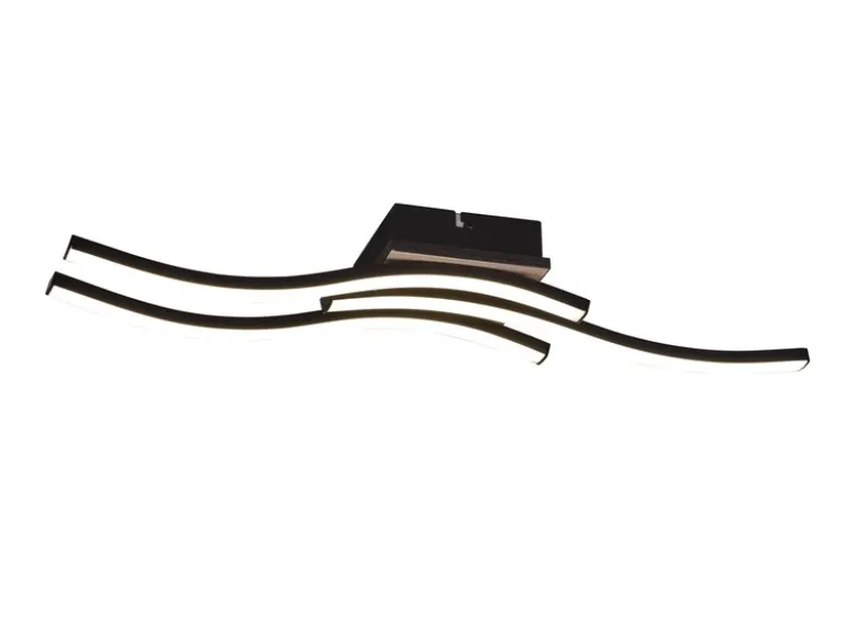 LED Deckenleuchte ROUTE flach Schwarz 3 flammig Warmweiß, Breite 56cm