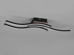 LED Deckenleuchte ROUTE flach Schwarz 3 flammig Warmweiß, Breite 56cm