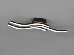 LED Deckenleuchte ROUTE flach Schwarz 3 flammig Warmweiß, Breite 56cm