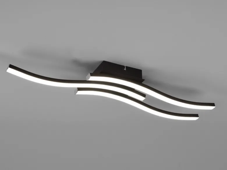 LED Deckenleuchte ROUTE 3 flammig Metall Schwarz Neutralweiß, Breite 56cm