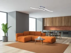 LED Deckenleuchte ROUTE 2 flammig Metall Silber Neutralweiß, Breite 56cm