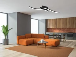 LED Deckenleuchte ROUTE 2 flammig Metall Schwarz Neutralweiß, Breite 56cm
