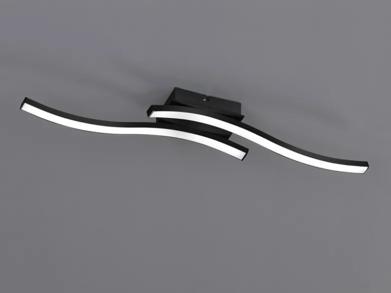 LED Deckenleuchte ROUTE 2 flammig Metall Schwarz, Warmweiß, Breite 56cm