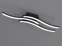 LED Deckenleuchte ROUTE Metall Schwarz, Breite 56cm, Warmweiß