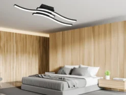 LED Deckenleuchte ROUTE Metall Schwarz, Breite 56cm, Warmweiß