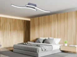 LED Deckenleuchte ROUTE Metall Silber 2-flammig, Warmweiß, Breite 56cm