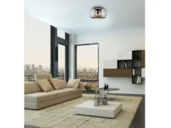 LED Deckenleuchte rund aus Rauchglas Industrial, Ø 40cm