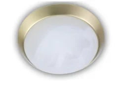 LED-Deckenleuchte rund, Glas Alabaster, Dekorring Messing matt, Ø 25cm