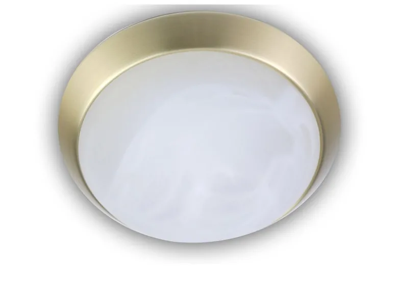 LED-Deckenleuchte rund, Glas Alabaster, Dekorring Messing matt, Ø 25cm