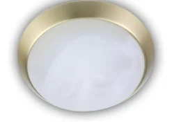 LED Deckenleuchte rund, Glas Alabaster, Dekorring Messing matt, Ø 40cm