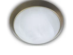 LED Deckenleuchte rund, Glas Alabaster, Dekorring Altmessing, Ø 35cm