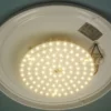 LED-Deckenleuchte rund, Glas Alabaster, Dekorring Messing poliert, Ø 25cm
