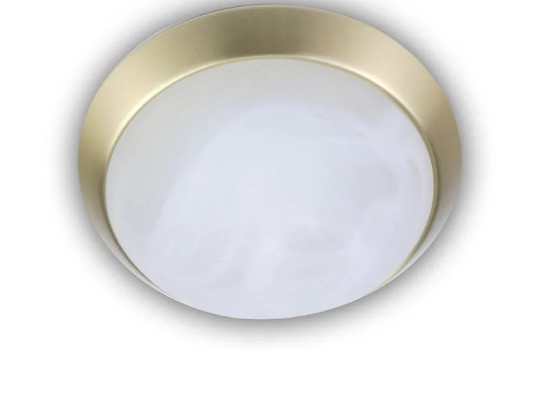 LED-Deckenleuchte rund, Glas Alabaster, Dekorring Messing matt, Ø 35cm