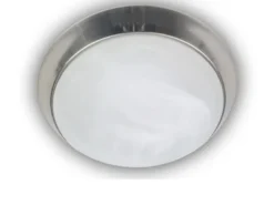 LED-Deckenleuchte rund, Glas Alabaster, Dekorring Nickel matt, Ø 35cm