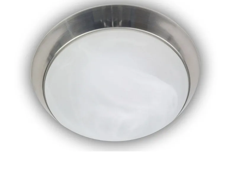 LED-Deckenleuchte rund, Glas Alabaster, Dekorring Nickel matt, Ø 35cm