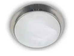 LED-Deckenleuchte rund, Glas Alabaster, Dekorring Nickel matt, Ø 40cm