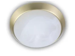 LED-Deckenleuchte rund, Glas Alabaster, Dekorring Messing matt, Ø 30cm