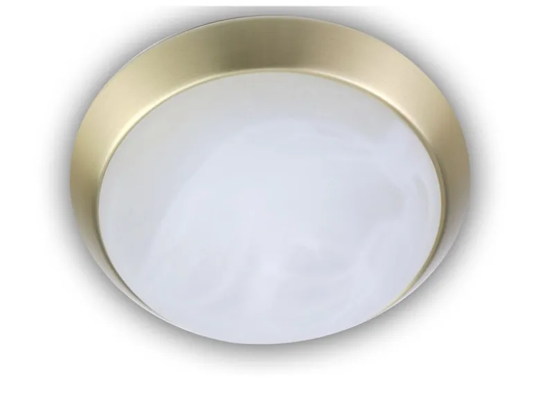 LED-Deckenleuchte rund, Glas Alabaster, Dekorring Messing matt, Ø 30cm