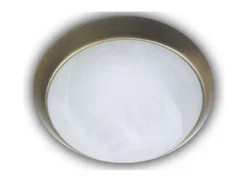 LED Deckenleuchte rund, Glas Alabaster, Dekorring Altmessing, Ø 30cm
