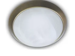 LED Deckenleuchte rund, Glas Alabaster, Dekorring Altmessing, Ø 40cm