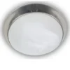 LED-Deckenleuchte rund, Glas Alabaster, Dekorring Nickel matt, Ø 25cm