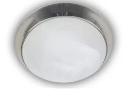 LED Deckenleuchte rund, Glas Alabaster, Dekorring Nickel matt, Ø 40cm