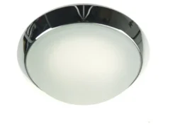 LED-Deckenleuchte rund, Glas satiniert mit Klarrand, Dekorring Chrom, Ø 40cm