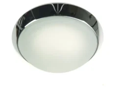 LED-Deckenleuchte rund, Glas satiniert mit Klarrand, Dekorring Chrom, Ø 25cm