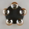 LED Deckenleuchte rund mit 5 Glas Lampenschirmen Bernsteinfarbig, Ø 49cm