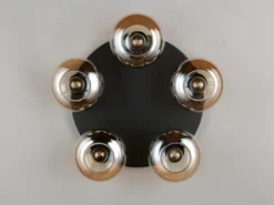 LED Deckenleuchte rund mit 5 Glas Lampenschirmen Bernsteinfarbig, Ø 49cm