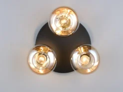 LED Deckenleuchte rund mit 3 Glas Lampenschirmen Bernsteinfarbig, Ø 39cm