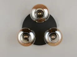 LED Deckenleuchte rund mit 3 Glas Lampenschirmen Bernsteinfarbig, Ø 39cm
