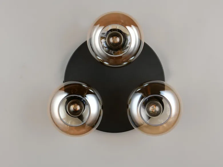 LED Deckenleuchte rund mit 3 Glas Lampenschirmen Bernsteinfarbig, Ø 39cm