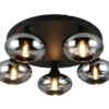 LED Deckenleuchte rund mit 5 Rauchglas Lampenschirmen, Ø 49cm